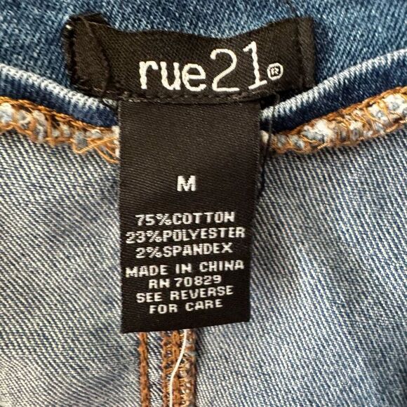 Rue 21 Denim Bohemian Blue Wide Leg Y2K Women’s Jeans Sz  M - Picture 10 of 13